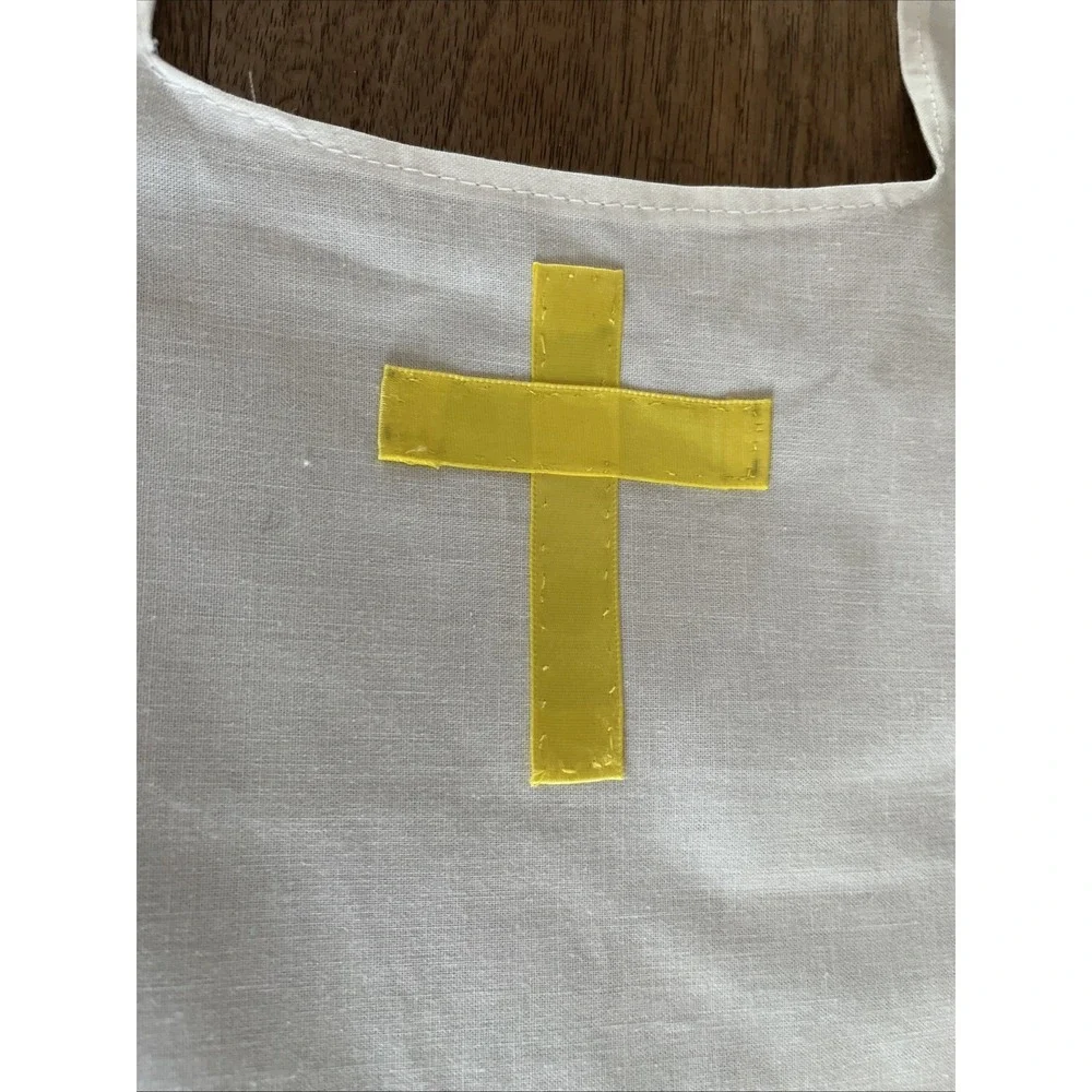 Kids Religious Costume Child Medium Bib Over-shirt, Yellow Cross, Alter Boy